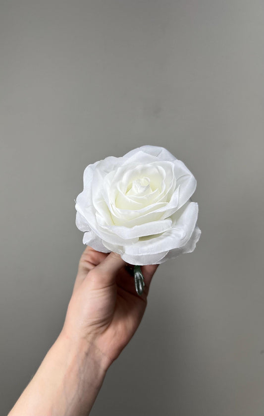White Rose Flower Heads Wedding White Rose Artificial Snow White Silk Roses White Home Decor Off-White Roses Wedding DIY Craft Supply