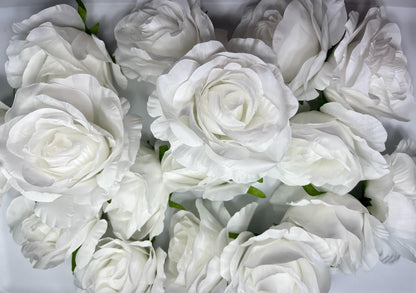 White Rose Flower Heads Wedding Pure White Rose Artificial Snow White Silk Roses White Home Decor Off-White Roses Wedding DIY Craft Flowers