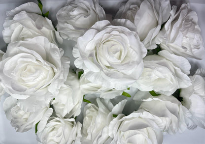 White Rose Flower Heads Wedding Pure White Rose Artificial Snow White Silk Roses White Home Decor Off-White Roses Wedding DIY Craft Flowers
