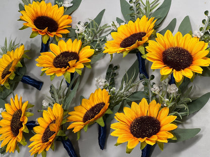 Sunflower Boutonniere Wedding Groom Boutonnières Groomsmen Sunflower Boutonnière Groom Fall Sunflower Yellow Artificial Flowers Baby Breath