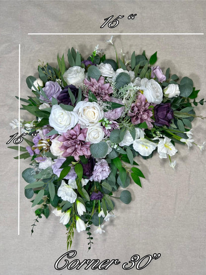 Purple Arch Arrangement Wedding White Arch Aisle Arrangement Dark Purple Anemone Arbor Arrangement Plum Lavender Arch Arrangements Ivory