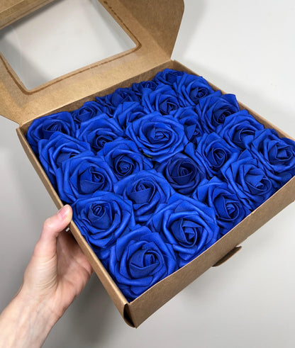 Royal Blue Flower Head Wedding Decor Dark Blue Small Flower Rose Wedding DIY Craft Supplies Wedding Deep Blue Flower Head Artiticial Rose
