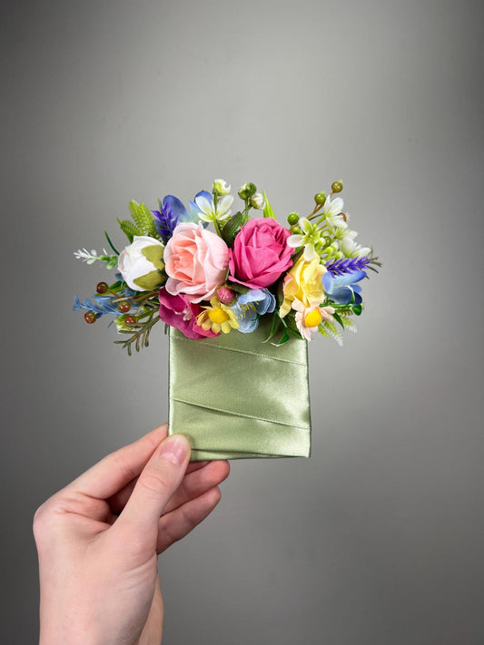 Colorful Pocket Boutonniere Wedding Rustic Pink Yellow Blue Square Boutonniere Groom Blush Spring Groosmmen Pocket Boutonniere Hot Pink