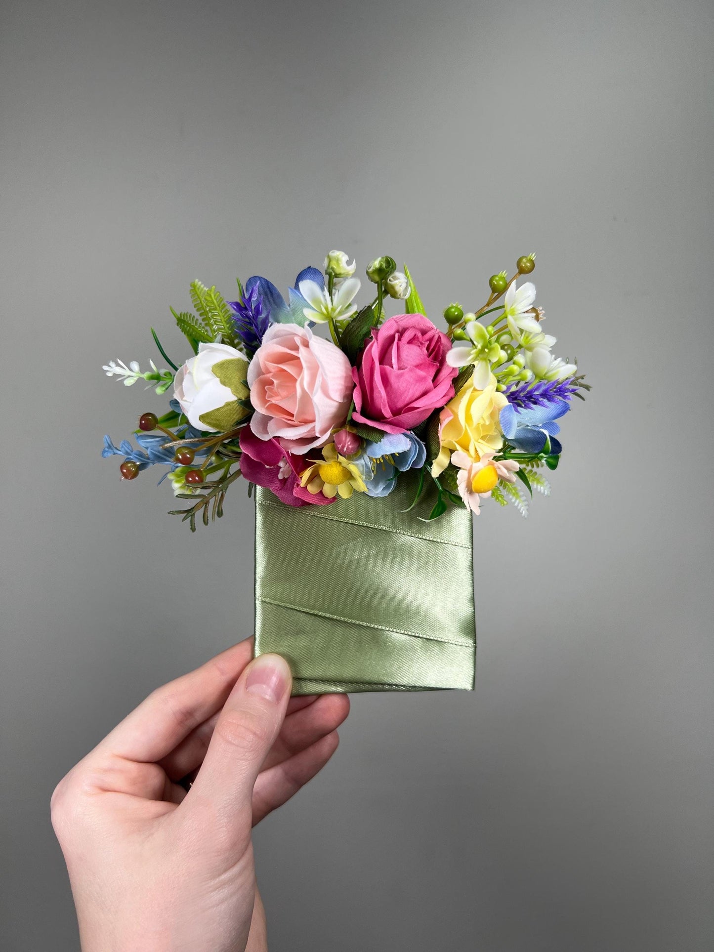 Colorful Pocket Boutonniere Wedding Rustic Pink Yellow Blue Square Boutonniere Groom Blush Spring Groosmmen Pocket Boutonniere Hot Pink