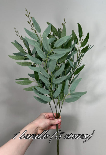 Bulk Artificial Willow Leaves 1 Bunch Bundle Sage Greenery Eucalyptus Stems Decor Wedding Sage Greenery Faux Foliage Willow Craft Supplies