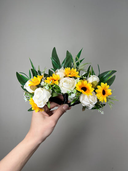 Sunflower Corsage Wedding Wrist Sunflowers Corsage Mom Yellow Sunflowers White Corsage Bridesmaids Corsage Fall Artificial Flowers
