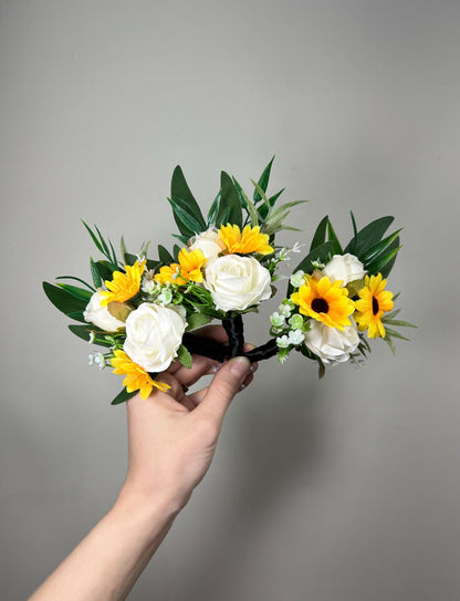 Sunflower Boutonniere Wedding White Sunflowers Groom Boutonnieres Yellow Sunflowers White Groomsmen Boutonnières Fall Artificial Flowers