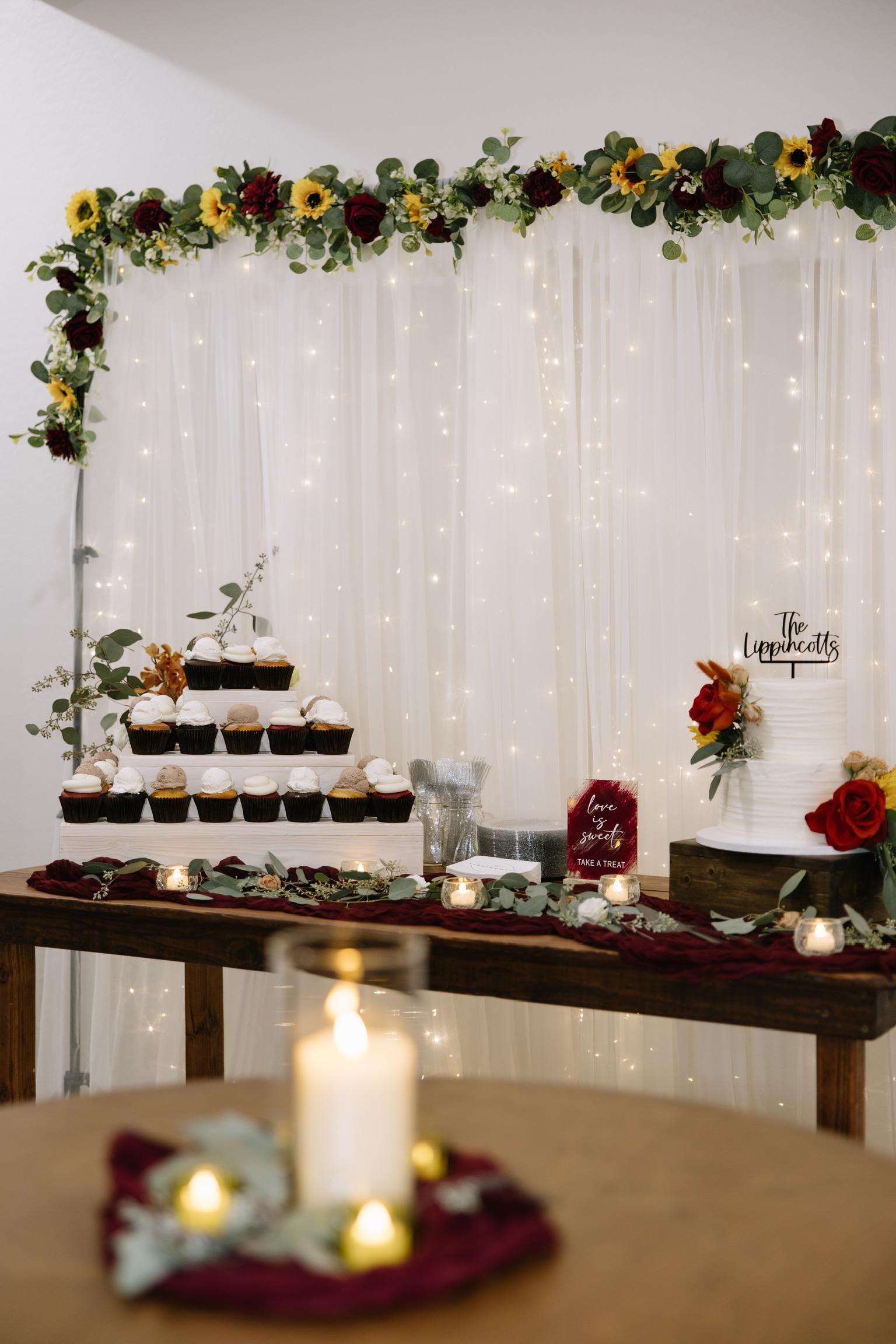 Sunflower Garland Wedding Table Runner Aisle Arrangement Arch Sunflower Burgundy Silver Dollar Sunflower Eucalyptus Garland Greenery