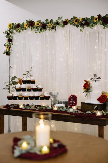 Sunflower Garland Wedding Table Runner Aisle Arrangement Arch Sunflower Burgundy Silver Dollar Sunflower Eucalyptus Garland Greenery