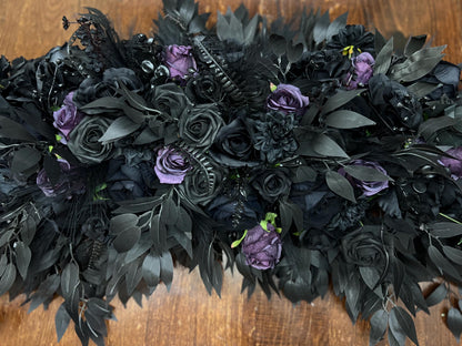 Black Plum Centerpiece Wedding Gothic Black Sweetheart Dark Purple Decor Table Centerpiece Halloween Plum Black Wedding Artiricial Flowers