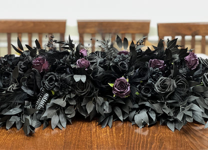 Corner Arch Arrangement Black Plum Wedding Gothic Arbor Arrangements Dark Purple Arch Corner Piece Black Artificial Flowers Decor Wedding