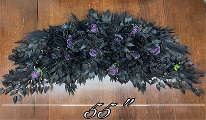 Black Bouquet Wedding Dark Purple Bridal Wedding Gothic Bouquet Black Decor Purple Black Bridesmaids Bouquet Plum Artificial Flower