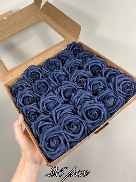 Navy Blue Flower Head Wedding Decor Dark Blue Small Flower Rose Wedding DIY Craft Supplies Artiricial Navy Blue Flowers Heads Dark Blue