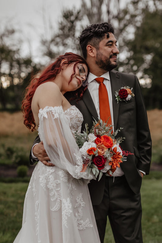 Orange Bouquet Wedding Terracotta Bridal Bouquet White Burnt Orange Bridesmaids Bouquet Burgundy Rust Ivory Bouquet Fall Sage