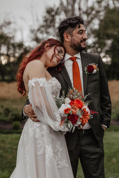 Rust White Bouquet Wedding Bridal Terracotta Burgundy Ivory Bouquet Bridesmaids Burnt Orange Wine Red Bouquet Sage Green Artificial Flowers