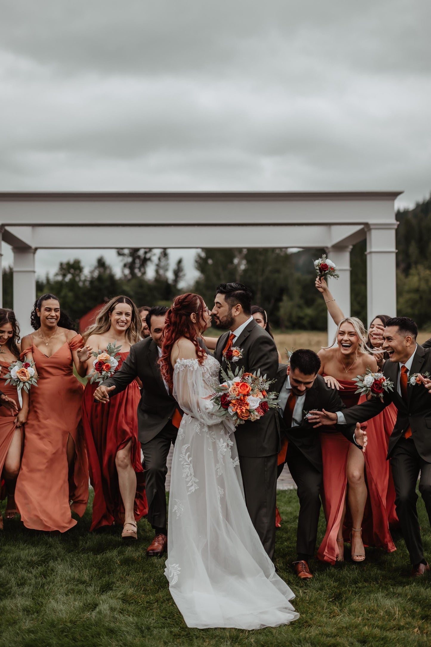 Orange Bouquet Wedding Terracotta Bridal Bouquet White Burnt Orange Bridesmaids Bouquet Burgundy Rust Ivory Bouquet Fall Sage
