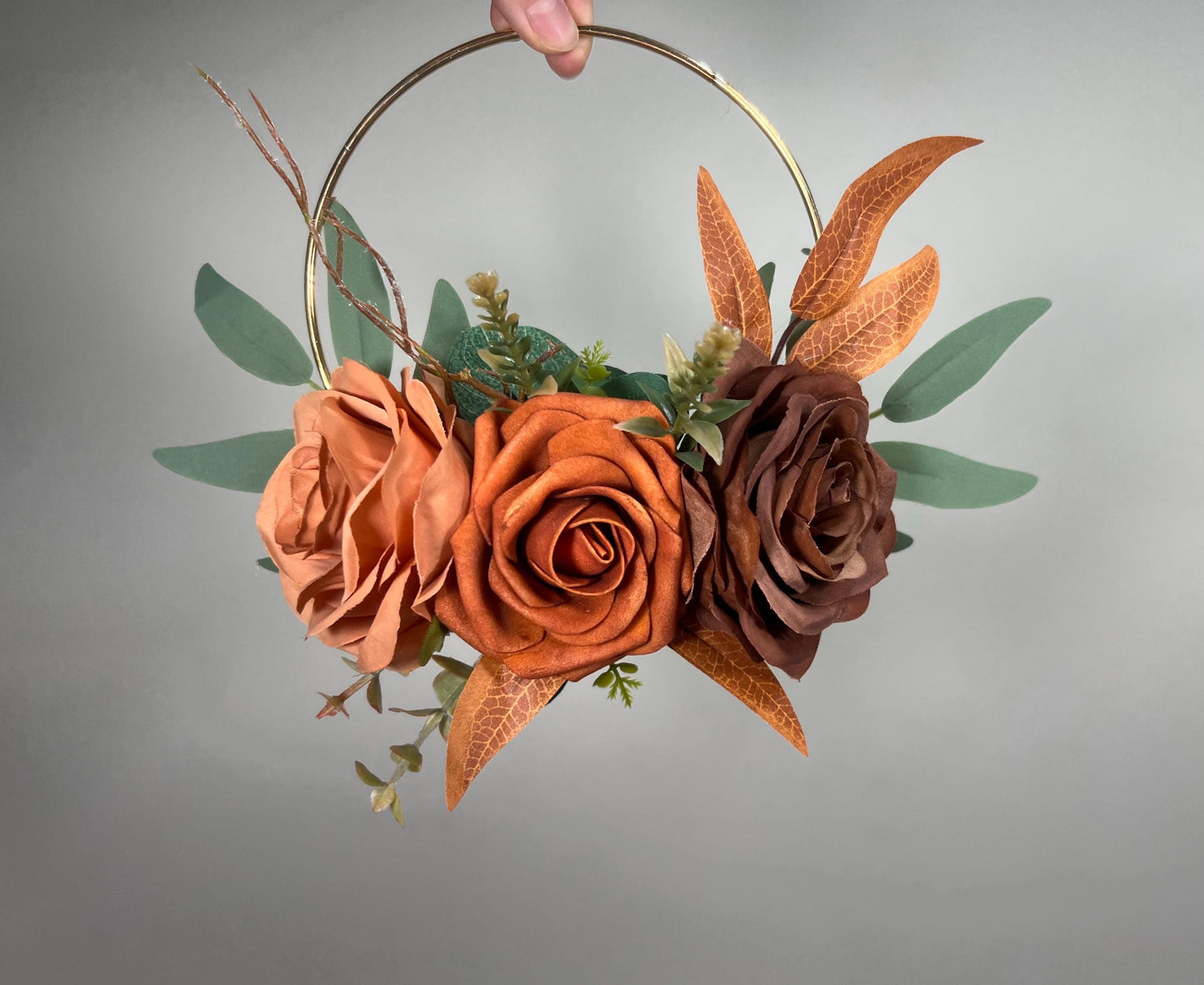 Wedding Hoop Terracotta Rust Hoop Burnt Orange Flower Girl Hoop Bridesmaids Ring Wreath Cinnamon Fall Artificial Flower