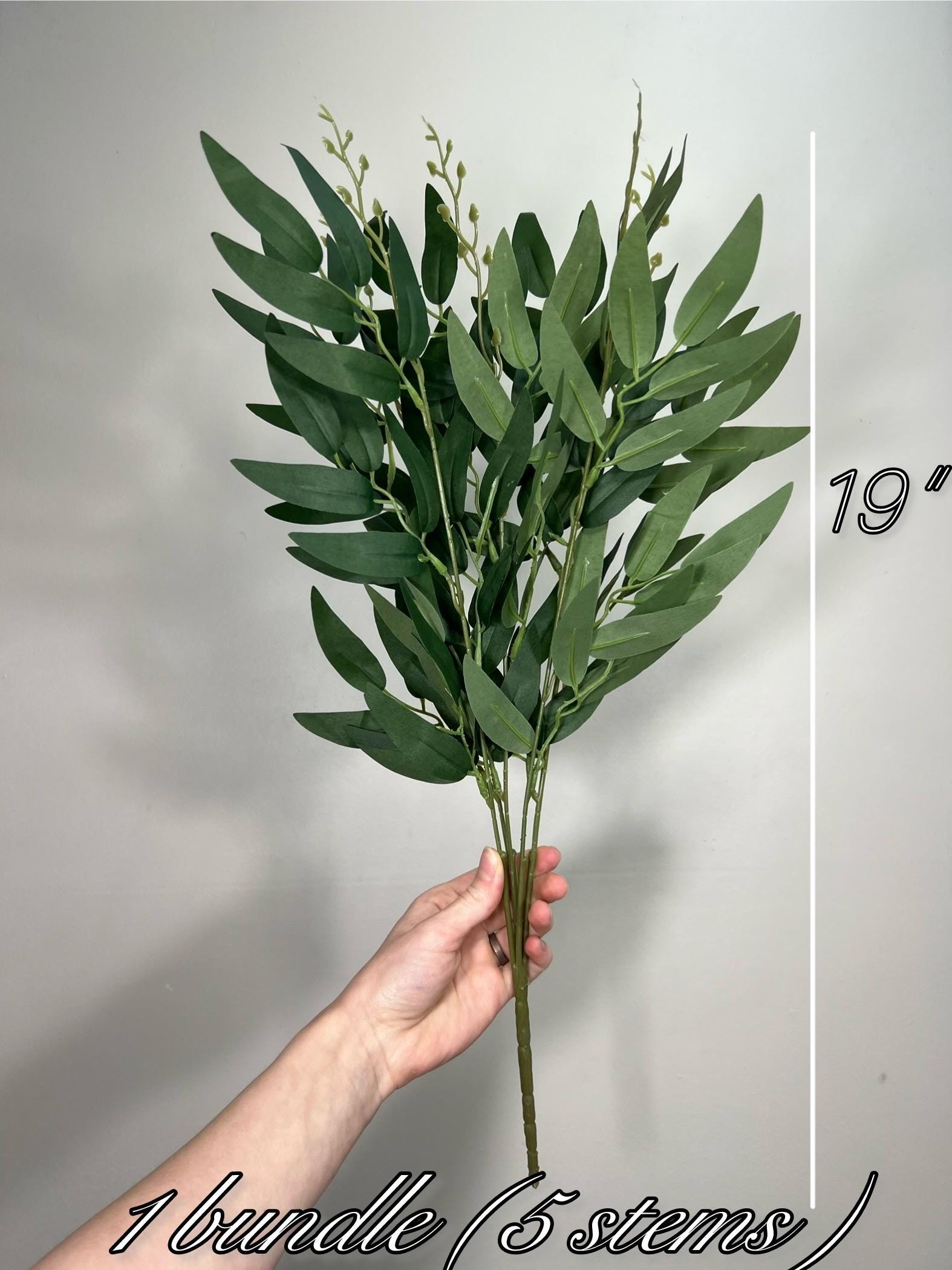 Bulk Artificial Willow Leaves 1 Bunch Bundle Dark Green Greenery Eucalyptus Stems Decor Wedding Greenery Faux Foliage Willow Craft Supplies