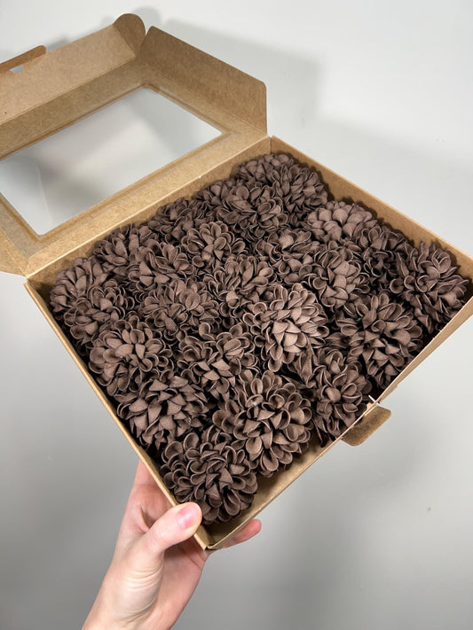 Brown Flower Artificial Wedding DIY Craft Supplies Brown Dahlia Wedding Dark Brown Flower Head with Stem Fake Flowers Chocolate Dahlia