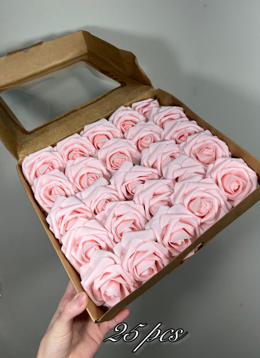 Pink Flower Artificial Wedding DIY Craft Supplies Pink Roses Wedding Baby Pink Flower Head with Stem Fake Flowers Blush Pink Soft Roses