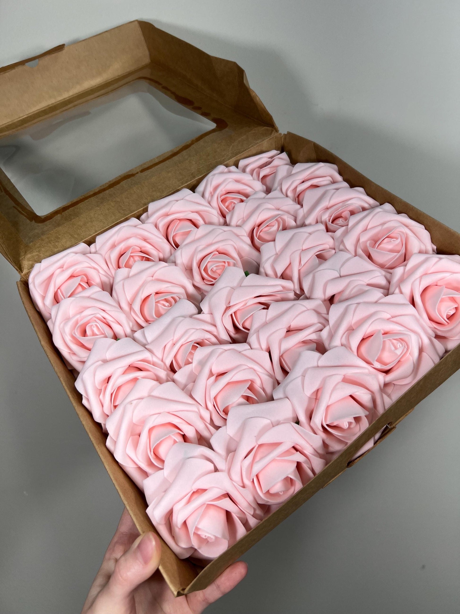 Pink Flower Artificial Wedding DIY Craft Supplies Pink Roses Wedding Baby Pink Flower Head with Stem Fake Flowers Blush Pink Soft Roses