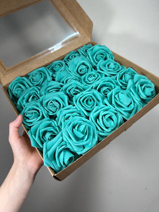 Turquoise Flower Head Wedding Decor Tiffany Blue Small Flower Rose Wedding DIY Craft Supplies Wedding Aqua Blue Flower Head Teal Rose