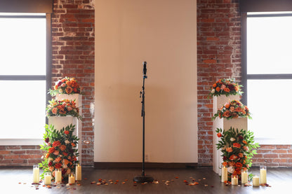 Set of 2 Wedding Aisle Marker Flower Floor Arrangement Whiskey Barrel Décor White Orange Ground Arch Burgundy Ivory Terracotta Peach Burnt