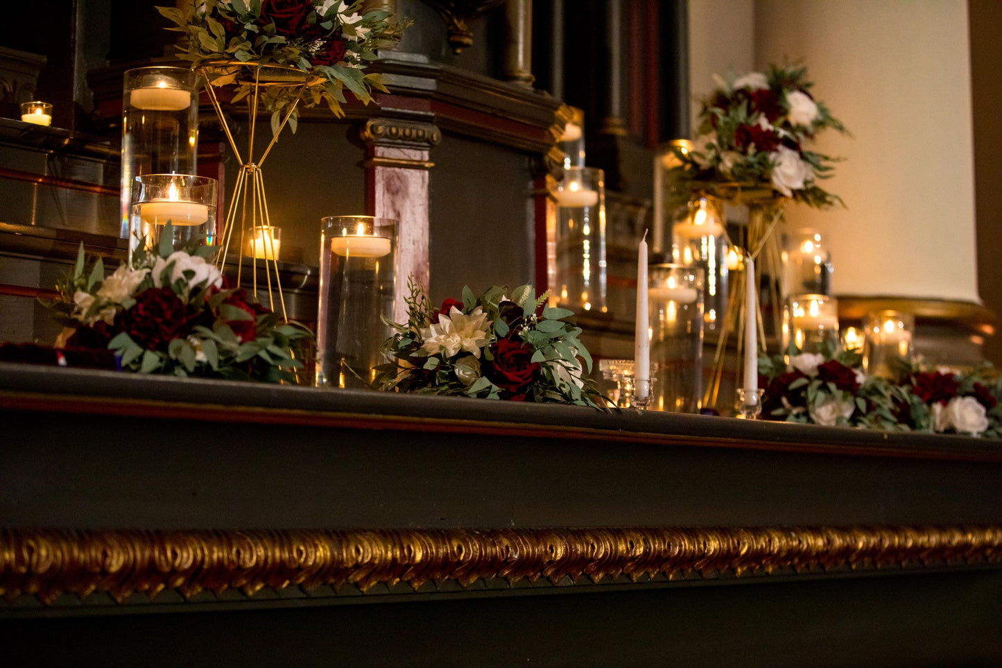 White Burgundy Centerpiece Wedding Ivory Wine Red Table Flower Ball Decoration Eucalyptus Table Centerpiece Barrel Whiskey Winter Maroon