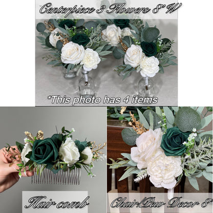 Emerald Green Bouquet Bridal Cascade White Hunter Green Bridesmaids Bouquet Emerald Green Forest Ivory Cascading Bouquet Gold Artificial