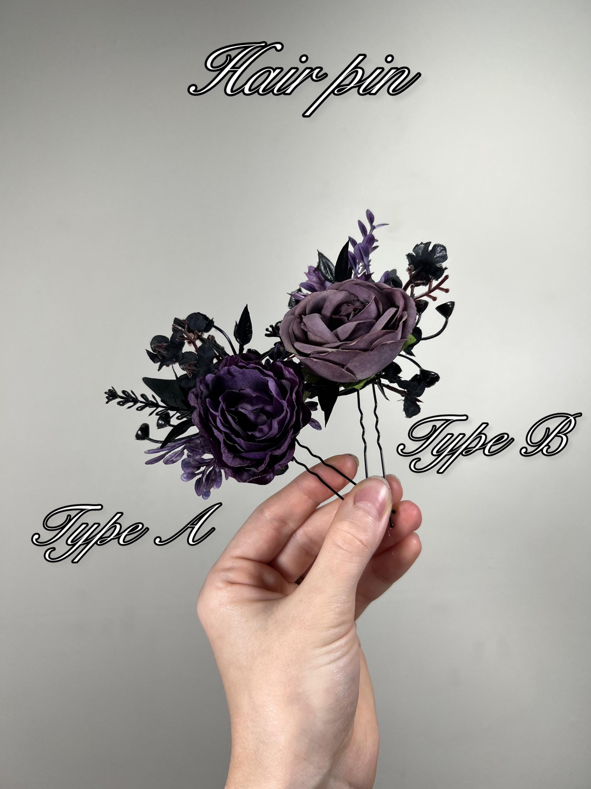 Black Purple Flower Crown Black Wedding Crown Gothic Floral Headband Black Flower Adult Crown Flower Girl Wreath Plum Black Crown Hair