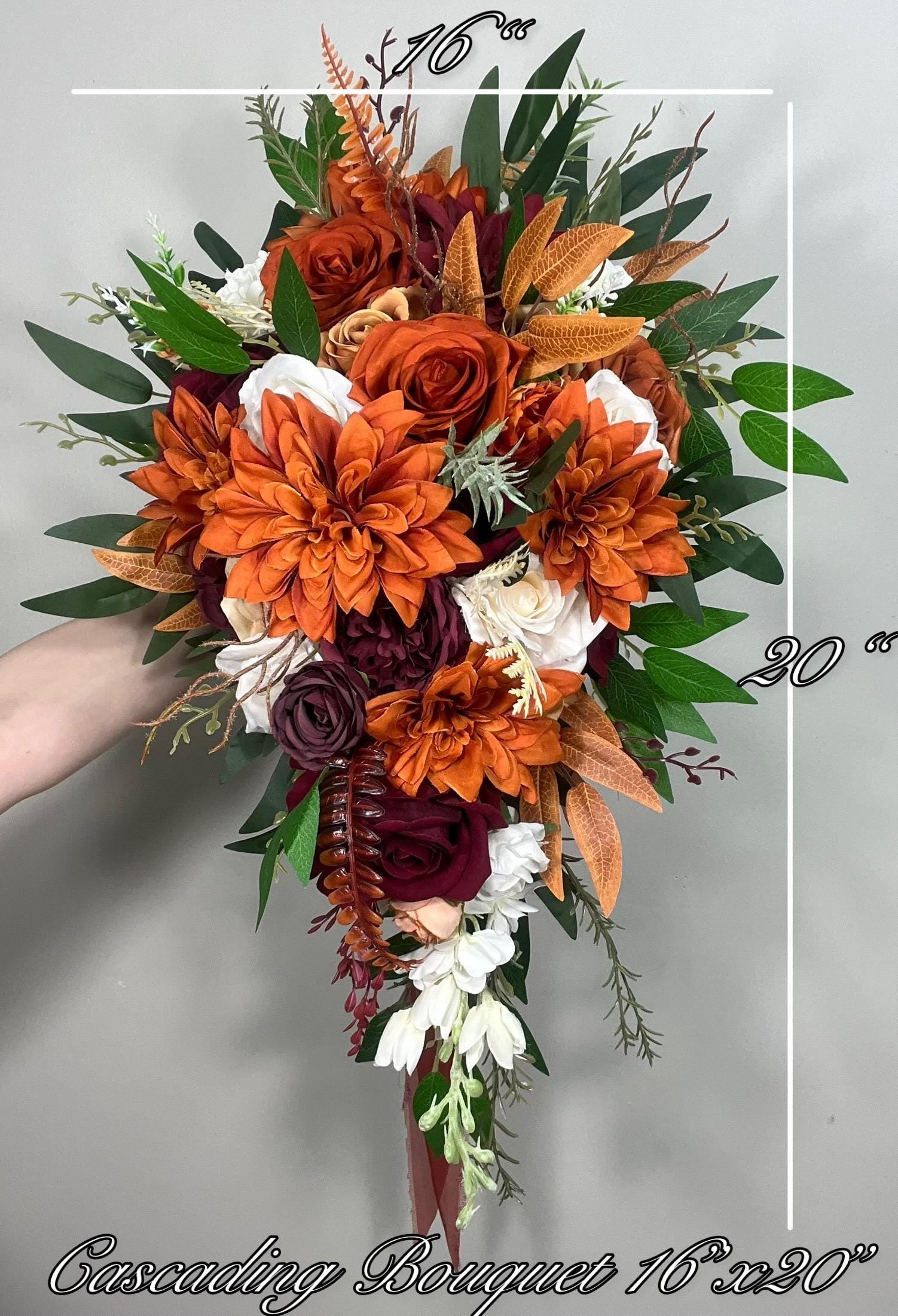 Burgundy Terracotta Bouquet Wedding Bridal White Rust Burgundy Bouquet Burnt Orange Bridesmaids Bouquet Wedding Maroon Cinnamon Ivory