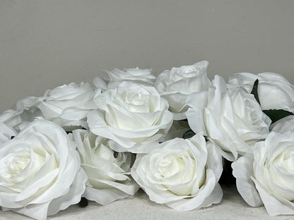 White Rose Flower Heads Wedding White Rose Artificial Snow White Silk Roses White Home Decor Off-White Roses Wedding DIY Craft Supply