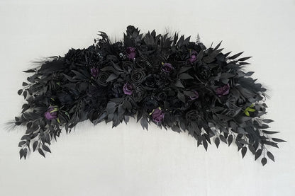 Black Arch Arrangement Wedding Gothic Black Plum Decor Arbor Arrangement Dark Purple Decor Swag Halloween Backdrop Black Artificial Flower