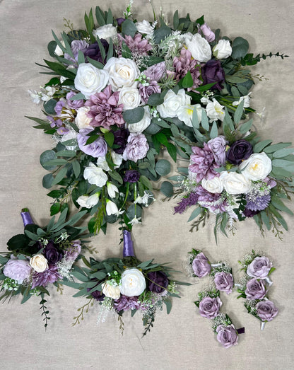 Purple Arch Arrangement Wedding White Lavender Arrangement Corner Lilac Arbor Arrangement Rustic Plum Ivory Corner Arrangement Light Purple