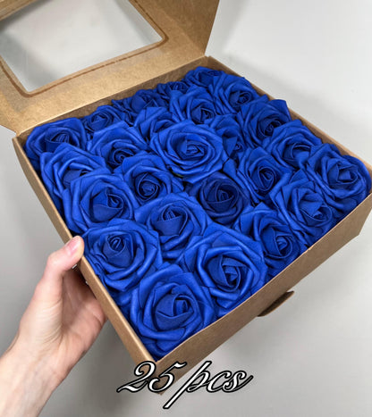 Royal Blue Flower Head Wedding Decor Dark Blue Small Flower Rose Wedding DIY Craft Supplies Wedding Deep Blue Flower Head Artiticial Rose