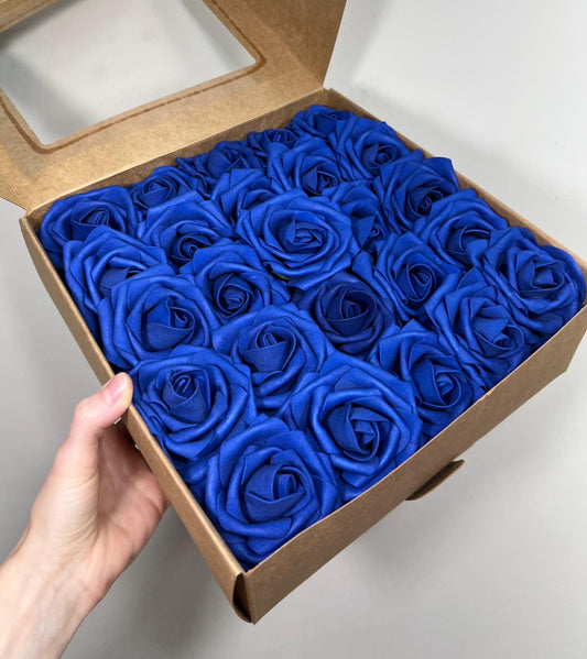 Royal Blue Flower Head Wedding Decor Dark Blue Small Flower Rose Wedding DIY Craft Supplies Wedding Deep Blue Flower Head Artiticial Rose