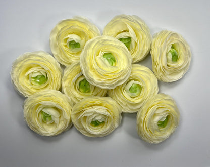 Cream Ranunculus Flower Heads Wedding Ivory Flowers Artificial DIY Craft Supplies Rununculus Heads Off-White Faux Decor Silk Flowers