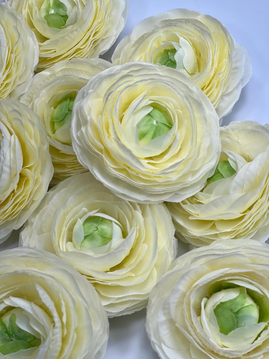 Cream Ranunculus Flower Heads Wedding Ivory Flowers Artificial DIY Craft Supplies Rununculus Heads Off-White Faux Decor Silk Flowers