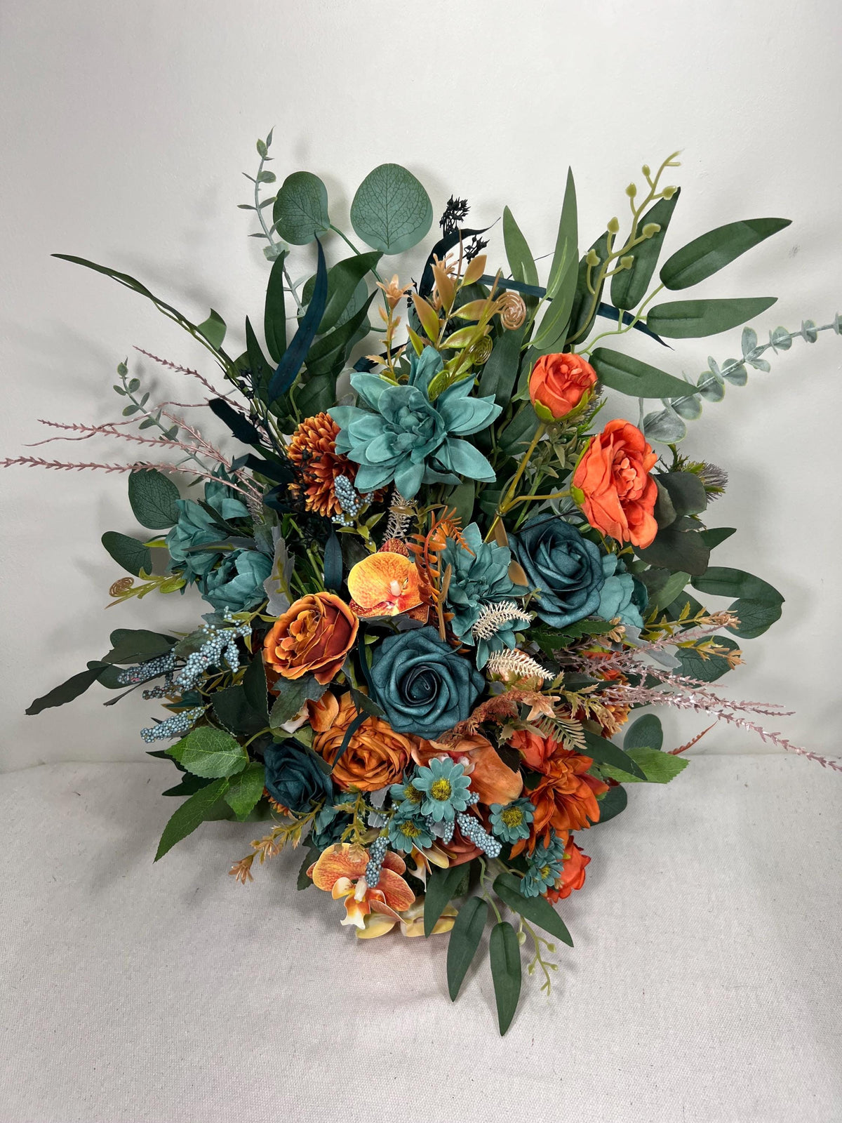 Set of 2 Wedding Aisle Marker Flower Floor Arrangement Whiskey Barrel Décor Teal Terracotta Blue Rust Ground Arch Rustic Burnt Orange Reddit