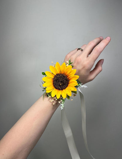 Sunflower Boutonniere Wedding Groom Boutonnières Groomsmen Sunflower Boutonnière Groom Fall Sunflower Yellow Artificial Flowers Baby Breath