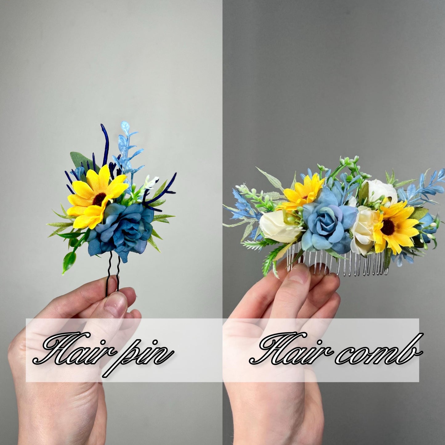 Sunflower Flower Crown Blue Wedding Rustic Yellow Sunflower Flower Crown Bridal Bridesmaids Dusty Blue Baby Breath Artificial Flower White