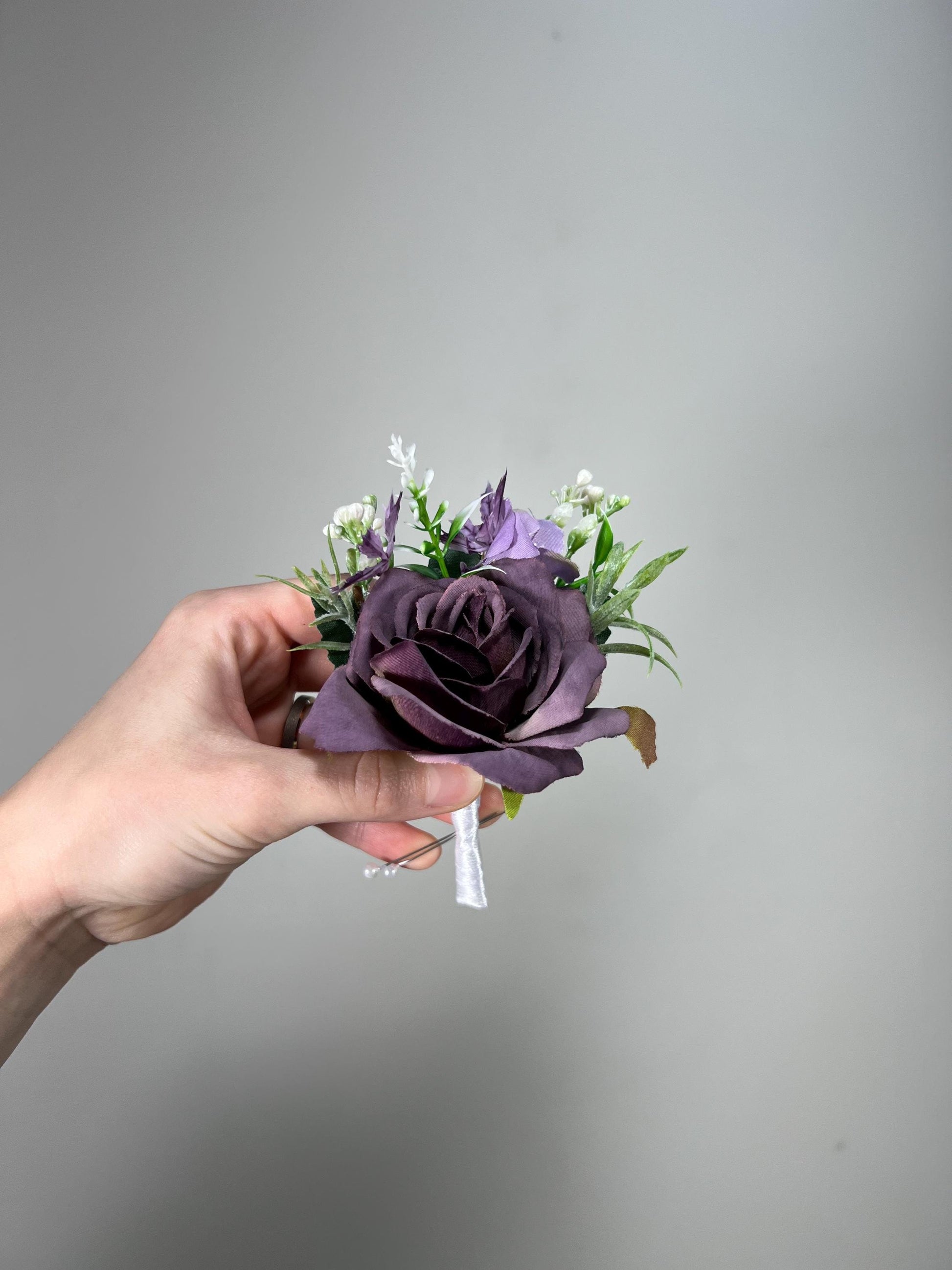 Plum Boutonniere Wedding Groom Dark Purple Boutonniere Groomsmen Dusty Purple Boutonniere Deep Plum Prom Boutonniere Artificial Flowers