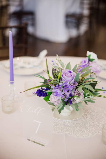 Purple Centerpiece White Lavender Table Flower Ball Decoration Blue Table Centerpiece Barrel Plum Whiskey Ivory Purple Arrangement