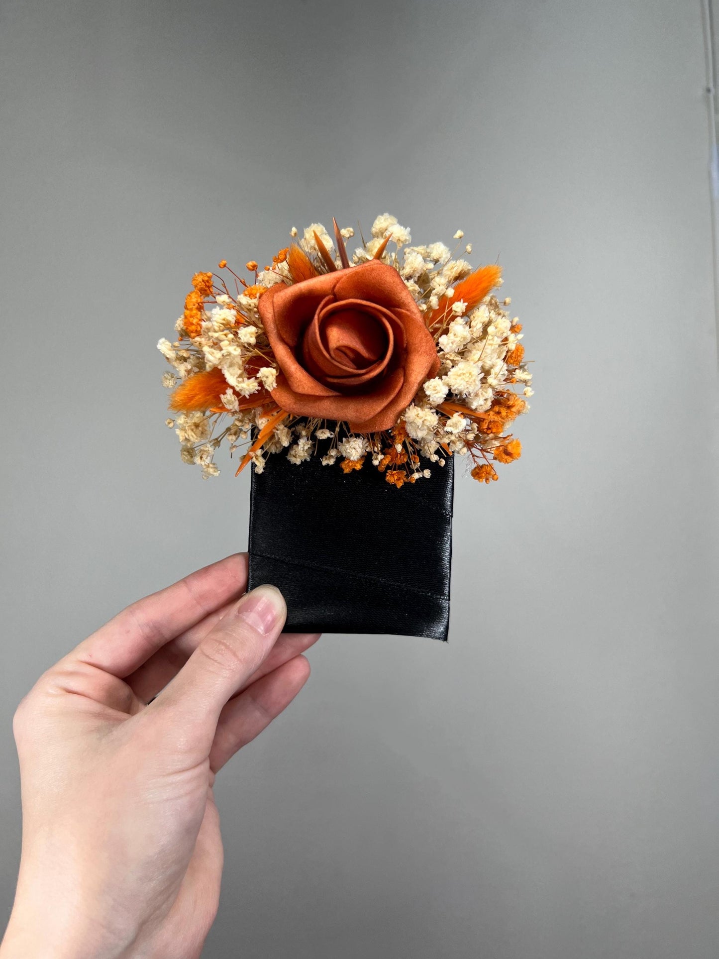 Terracotta Pocket Boutonnière Wedding Rust Square Boutonniere Groom Baby Breath Burnt Orange Boho Fall Pocket Boutonnière Groomsmen