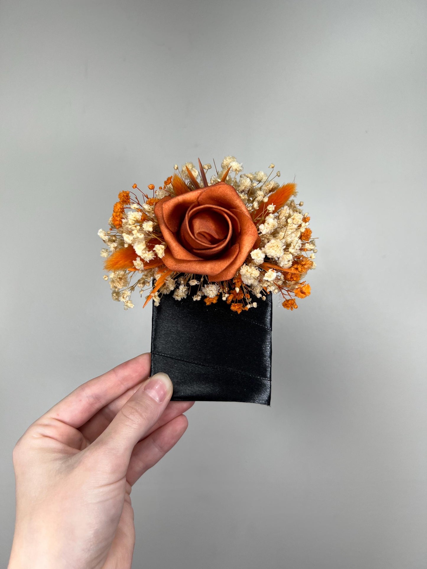 Terracotta Pocket Boutonnière Wedding Rust Square Boutonniere Groom Baby Breath Burnt Orange Boho Fall Pocket Boutonnière Groomsmen