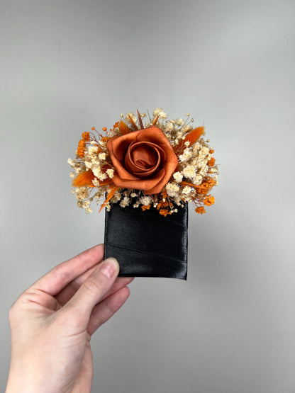 Terracotta Pocket Boutonnière Wedding Rust Square Boutonniere Groom Baby Breath Burnt Orange Boho Fall Pocket Boutonnière Groomsmen