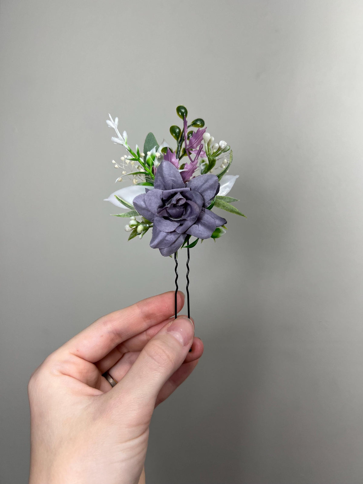 Wedding Lavender Bouquet Purple Bridal Violet Bouquet Plum Bridesmaids Lilac Anemone Hydrangea Eucalyptus White Wild Flowers Artificial