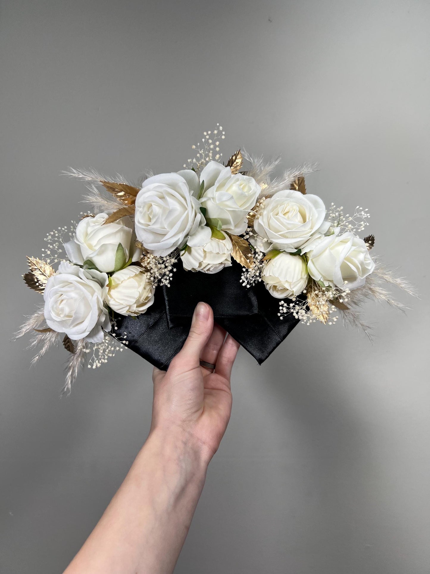 White Pocket Boutonniere Baby Breath Groom Boutonnière Boho White Square Groomsmen Boutonniere Ivory Gold Pampas Grass Artificial Flower