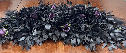 Black Plum Arch Arrangement Wedding Gothic Black Decor Arbor Arrangement Dark Purple Decor Swag Halloween Backdrop Plum Black Artificial