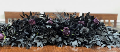 Black Plum Centerpiece Wedding Gothic Black Sweetheart Dark Purple Decor Table Centerpiece Halloween Plum Black Wedding Artiricial Flowers